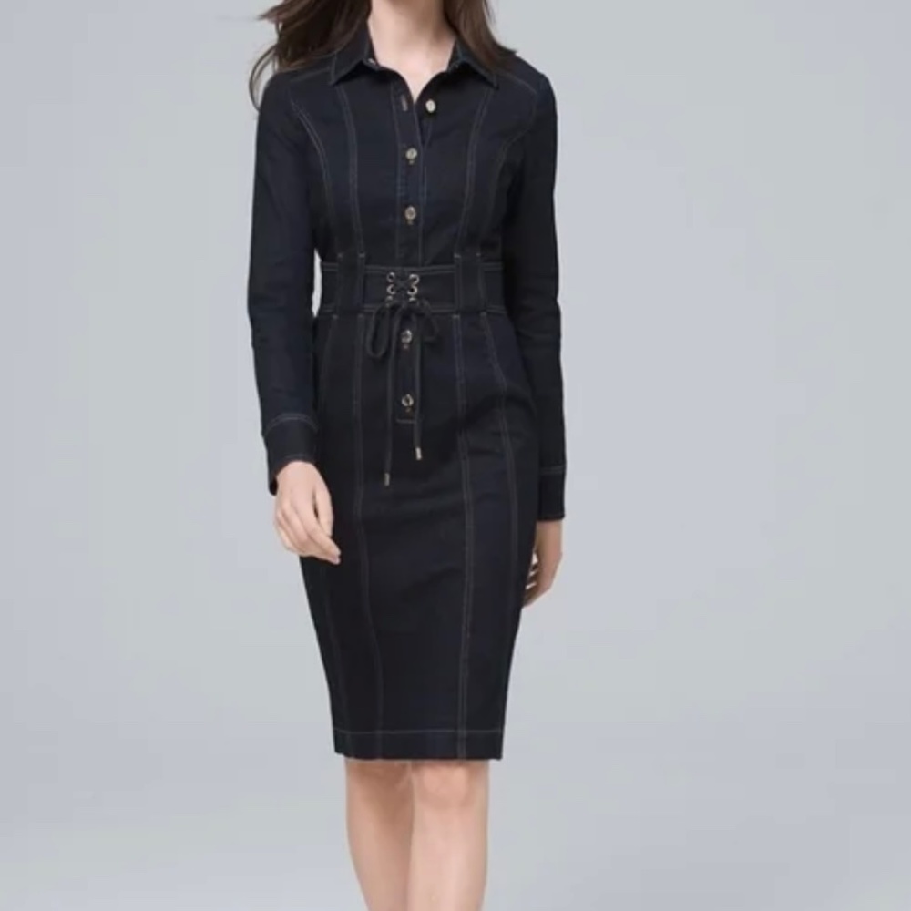 Denim Shirtdress with Corset Detachable Belt